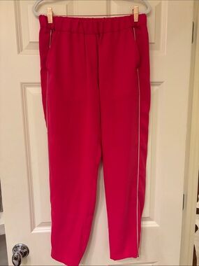 Women’s Hot Pink Pull-On Track Pants with Contrast Piping